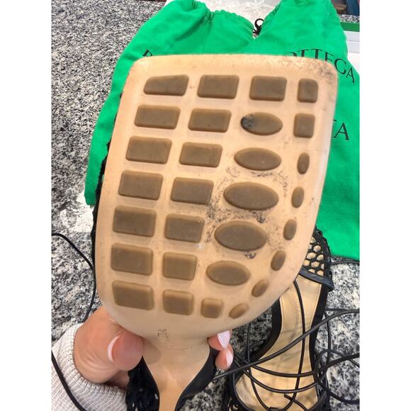 Bottega Veneta Black Stretch Mesh Square Toe Sandals 36 1/2 - Picture 8 of 16